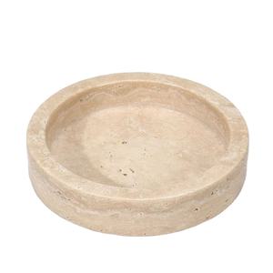 Tazón Redondo Grande de Travertino, Color Beige, Plato Decorativo de Piedra para Servir, Exhibir y Decorar el Hogar, en Oferta - Product Image 1