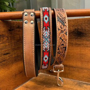 สายจูงสุนัขทำจากหนังแท้พร้อมคลิปหนีบลูกปัดโลหะสำหรับฝึกสุนัขเดินซัพพลายเออร์สัตว์เลี้ยง - Product Image 2