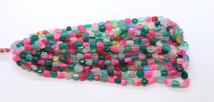 Perles lisses en calcédoine naturelle multicolores 6-7MM, perles de pierres précieuses en calcédoine polies en vrac pour la fabrication de bijoux - Product Image 4