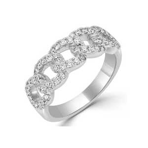 Anillos de cadena cubana Miami de oro macizo de 6.6mm 10k 14k y plata 925 con diamantes redondos cultivados en laboratorio, anillo llamativo con pavé, joyería apilable - Product Image 3