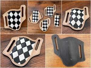 OEM/ODM 2025 nueva llegada funda para cuchillo nuevo soporte para Cuchillo de cuero genuino con lazo para cinturón y diseño de patrón de tablero de ajedrez clásico - Product Image 3