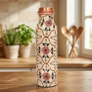 Premium Multicolor Pure <b>Copper</b> Water <b>Bottle</b> Handmade Traditional Indian <b>Copper</b> <b>Drinking</b> <b>Bottle</b> Reusable Decorative Drinkware - Product Image 5