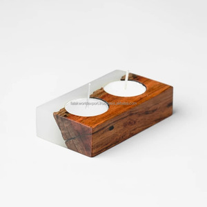 เชิงเทียนไม้เรซินอีพ็อกซี่ดีไซน์เป็นเอกลักษณ์ทำด้วยมือหรือเรซินและที่วางชาไม้ตกแต่งบ้านจาก falak - Product Image 5