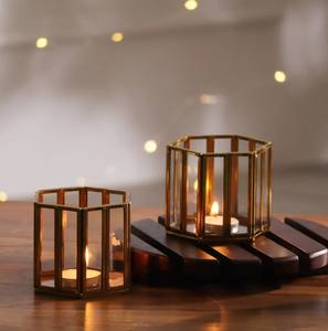 Portavelas Hexagonal de Latón de Lujo, Hecho a Mano, Ecológico, Sin Plomo, Duradero, para Decoración del Hogar, Navidad y Pascua - Product Image 5