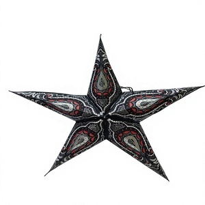 Eco Friendly Black Pattern Printed <b>Star</b> Paper Lantern Traditional Printed Lamps Christmas Decor Indian Handicraft Wholesale - Product Image 1