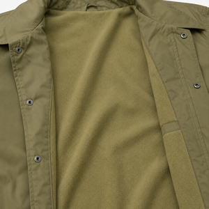 Veste Chemise Décontractée Coupe-Vent Vert Olive pour Homme, Col Montant, Coupe Droite, Automne, Polyester Enduit, Sans Capuche, Couleur Unie - Product Image 5