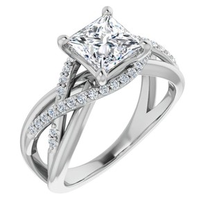 Anillo de Compromiso, Boda o Promesa de Lujo en Plata de Ley 925 con Moissanita de Corte Princesa de 7MM y Engaste de Garras, Certificado por Terceros - Product Image 1