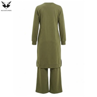 Ropa Minimalista de Color Verde Oliva Sólido, Informal, Modesta, de Forro Polar Transpirable, Mezcla de Poliéster/Algodón, Antiarrugas, de Secado Rápido, para Todas las Temporadas, para Mujer