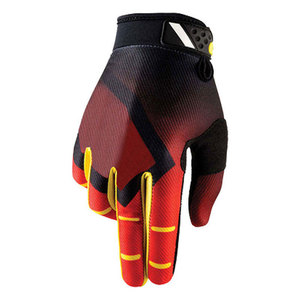 Gants de motocross à doigts complets avec empiècements en PU, personnalisables, de haute qualité, imprimés par sublimation rouge, noir, jaune, antidérapants, avec crochets - Product Image 1
