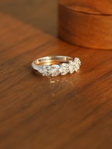 Feather Shapes Marquise Cut Moissanite Stacking Bridal Band <b>Ring</b> 925 Silver Fine <b>Proposal</b> Gift For Engagement Wedding Charm - Product Image 2