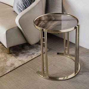 Modern Gold Metal End <b>Table</b> Luxury <b>Round</b> Corner <b>Side</b> <b>Table</b> Wholesale Tempered Glass Nightstand Nordic Coffee <b>Table</b> Decorative - Product Image 2