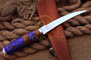 Handmade Chef Boning <b>Knife</b> <b>Sharp</b> Stainless Steel Meat Processing <b>Knife</b> with Leather Sheath Dishwasher Safe Ambidextrous - Product Image 3