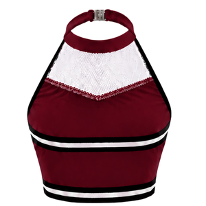 <b>Maroon</b> White Black Sleeveless Cheerleading Crop <b>Top</b> Athletic Performance Cheer Uniform <b>Top</b> for Women Girls Team Training - Product Image 2