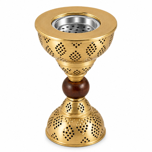 Brûleur à Bakhoor Arabe de Luxe Noir et Or, Base Florale en Métal, Porte-Encens Oud, Mubkhara du Moyen-Orient pour la Décoration de la Maison au Ramadan - Product Image 4