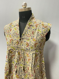 เสื้อกล้ามผ้าฝ้ายพิมพ์ลายบล็อกสำหรับผู้หญิง สไตล์ญี่ปุ่น รักษ์โลก เหมาะสำหรับฤดูร้อน ลายดอกไม้ สวมใส่สบายๆ สำหรับงานปาร์ตี้ - Product Image 3