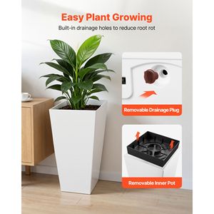 Set di 2 Fioriere Moderne in Plastica da 26 Pollici per Interni ed Esterni con Base Rialzata per Portico e Esposizione all'Aperto - Product Image 5