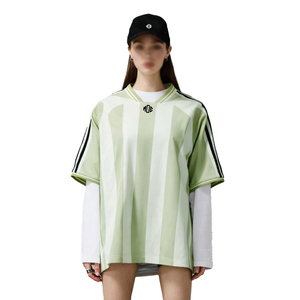 Jersey de Fútbol Americano a Rayas Oversize Unisex de Marca Personalizada de Lujo, Ropa Deportiva Informal, Jersey de Malla con Logotipo Personalizado, Fabricante OEM - Product Image 2