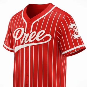 Camiseta de Béisbol Americana con Rayas, Cierre de Botones, Manga Larga, Transpirable, Antibacteriana, Absorbe la Humedad, Talla Grande para Adultos - Product Image 4
