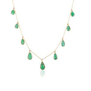 Collier pendentif goutte d'eau en or jaune massif 18 carats avec émeraude - Product Image 3