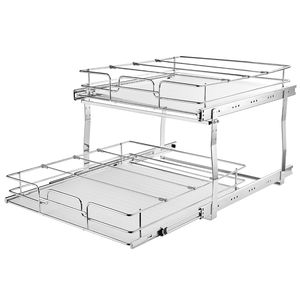 Scaffali scorrevoli a 2 livelli in acciaio resistente per armadietti da 17" (larghezza) x 21" (profondità) x 15" (altezza) con cassetti estraibili - Product Image 6