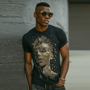 Camisetas de Verano con Pedrería para Hombre, Cuello Redondo, Manga Corta, Camiseta con Pedrería, Camiseta con Transferencia de Pedrería de Cristal - Product Image 4