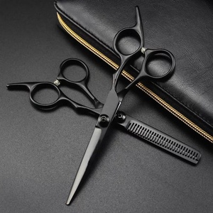 Service OEM, qualité professionnelle, ciseaux à effiler en acier japonais noir pour la coupe de cheveux de barbier - Product Image 6