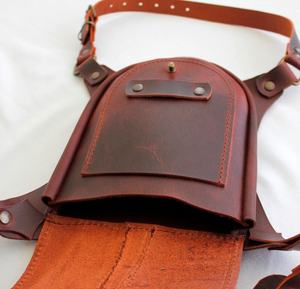 Sac à bandoulière en cuir vintage Taille Hip Sling avec logo Ceinture Multi-Fonctionnalité Pure Pattern LLB-0009C - Product Image 6