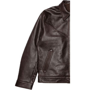 Veste d'hiver en cuir 100% de qualité supérieure pour hommes, fermeture éclair avec logo sur le devant, imperméable, coupe-vent, doublure en laine chauffante, OEM - Product Image 5