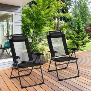 Set di 2 Sedie Reclinabili Pieghevoli Regolabili per Patio o Campeggio, Schienale a 7 Livelli con Seduta Confortevole - Product Image 2
