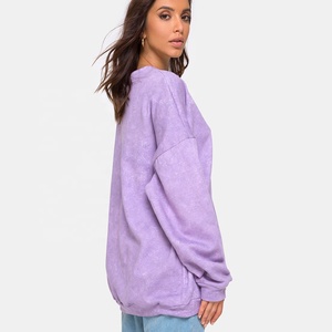 OEM Design personnalisé Sweat-shirt en violet délavé à l'acide surdimensionné Casual Wear Vintage Unisex Winter Pullover Sweater - Product Image 4