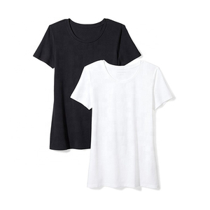 เสื้อยืดคอกลมแขนสั้นผู้หญิงแฟชั่นขายส่ง OEM ผ้าฝ้าย 100% ทรงปกติ สีพื้นลำลอง รับสกรีนโลโก้ ผ้าเจอร์ซีย์ถัก - Product Image 6