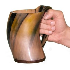Rustic buffalo horn tea mug handmade natural drink cup for coffee beer and kitchen dining accessories - Product Image 3
