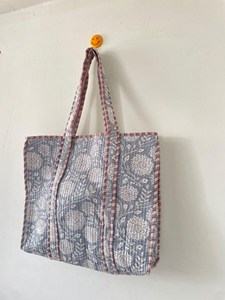 Bolso Tote de Algodón Acolchado con Estampado Floral, Estilo Bohemio, Casual, para Compras, para Mujer - Product Image 1