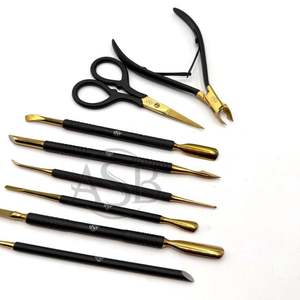 Private Logo Sustainable Stainless Steel Matte Gold Plated Professional Durable Portable Nail Tools Pusher Manicure Pedicure - Product Image 3