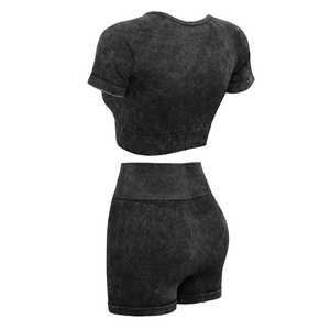 Ensembles pour femmes 2 pièces ensemble femmes lavé à l'acide t-shirts meilleure qualité hommes vêtements Streetwear logo personnalisé impression 2026 - Product Image 6
