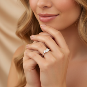 Anillo de compromiso Toi et Moi con pavé retorcido de moissanita de 1 quilate con corte de pera en oro blanco - Product Image 4