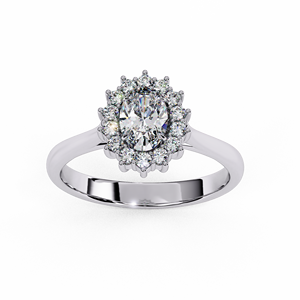 Anillos de diamantes, anillo de compromiso, oro sólido de 14K, diamante cultivado en laboratorio de 0.5 CT, corte ovalado y corte brillante redondo, colección de joyería de diamantes. - Product Image 5