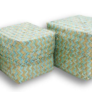 Ensemble de 3 contenants alimentaires en feuilles de palmier tissées à la main avec couvercle, écologiques, capacité de 1 à 3 L, design moderne à 3 couches - Product Image 6