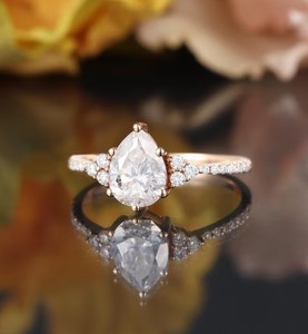 Pear Cut Moissanite Classic Engagement <b>Ring</b> <b>925</b> Sterling <b>Silver</b> Teardrop Solitaire Wedding Promise <b>Ring</b> - Product Image 1