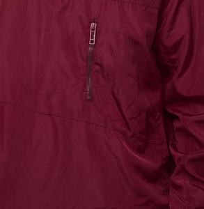 Veste coupe-vent bordeaux unie personnalisable avec logo 2026, imperméable et respirante, à demi-zip avec capuche, vente en gros - Product Image 6