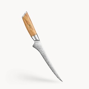 Couteau à fileter artisanal en acier inoxydable avec manche en bois, étui en cuir, lame de 8-9,9 pouces, design moderne ambidextre - Product Image 1