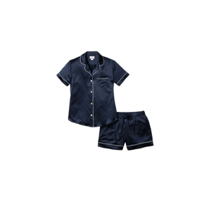 Ensemble de pyjama en satin pour femmes, manches longues, taille élastique, couleur unie, respirant, polyester/coton, vêtements de nuit d'hiver - Product Image 2