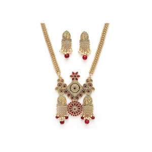 Antique Gold Plated Zircon Necklace Earring Set Women Vintage Flower Design <b>Wedding</b> Jewelry Alloy Bridal <b>Accessories</b> - Product Image 1