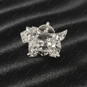 Scottish Terrier Dog Cut Diamond <b>Stud</b> Earring in White Gold - Product Image 3