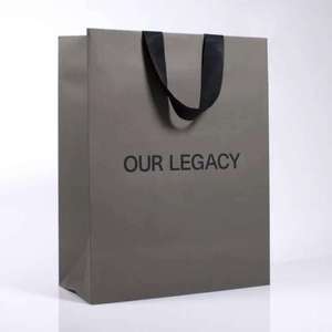 Premium Grey Kraft Paper Carry <b>Bags</b> with Twisted Handles Recyclable Durable Custom Printed for Retail Boutique Packaging - Product Image 2