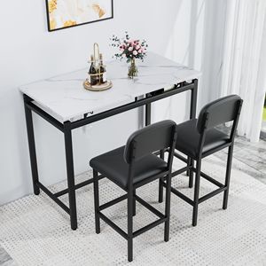 2-Piece <b>Kitchen</b> <b>Table</b> Set with 3 Upholstered Chairs <b>Bar</b> Dining <b>Table</b> Furniture Set for 2 or 3 People - Product Image 4