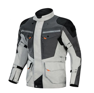 Unisex Full Sleeve Color Blocked Courdura <b>Motorcycle</b> <b>Jacket</b> Windproof Breathable Plus Size All Seasons Adventure Riding Gray - Product Image 1