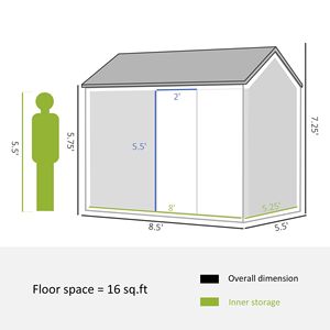 Casetta da Giardino in Metallo Grigio 8FT X 6FT, Ripostiglio Esterno per Attrezzi con Doppia Porta Lucchettabile, Finestra e Prese d'Aria, Spazio Patio in Lega - Product Image 3