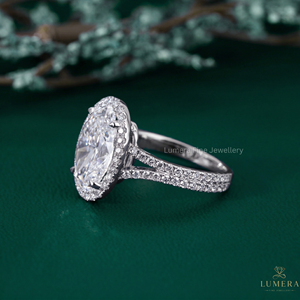 Wholesale LUMERA FINE JEWELLERY RGF-294 Lab Grown Oval Cut <b>Diamond</b> Halo Engagement <b>Ring</b> 14K Solid Gold Split Shank IGI Certified - Product Image 4