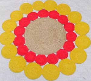 Alfombras Redondas Trenzadas de Diseño Floral Moderno, Hechas a Máquina con Algodón, para Sala de Estar Grande, Ecológicas y Antideslizantes - Product Image 4